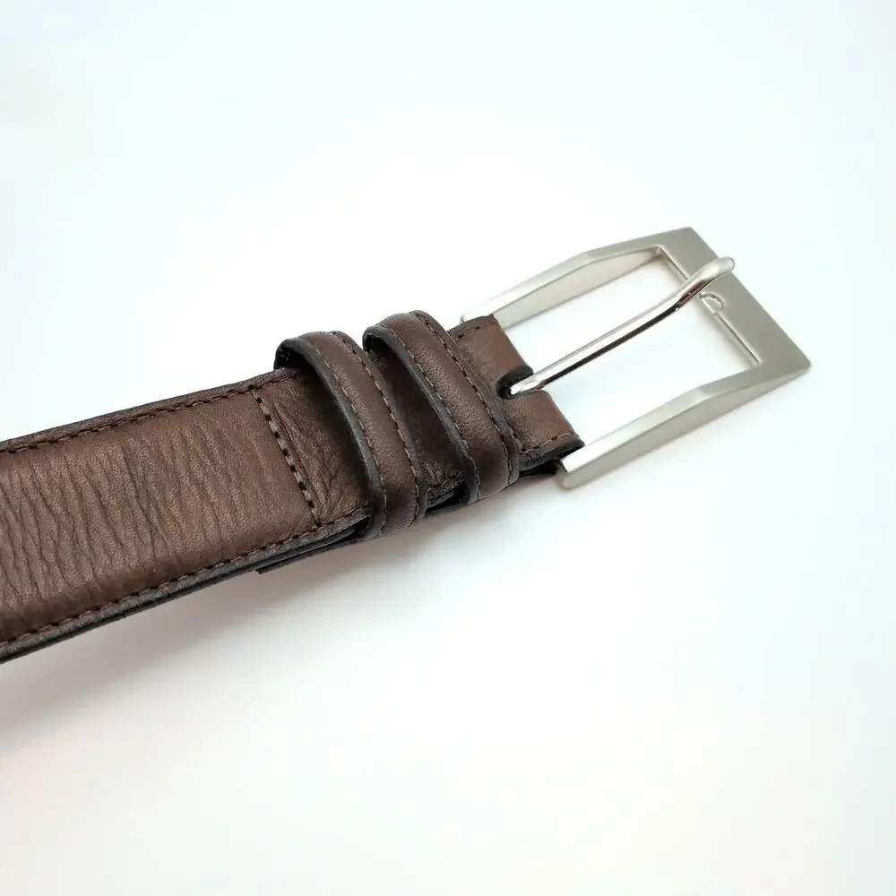 Torino Tumbled Glove Cowhide Leather Belt Brown Pointed End Men's 32 Made in USA